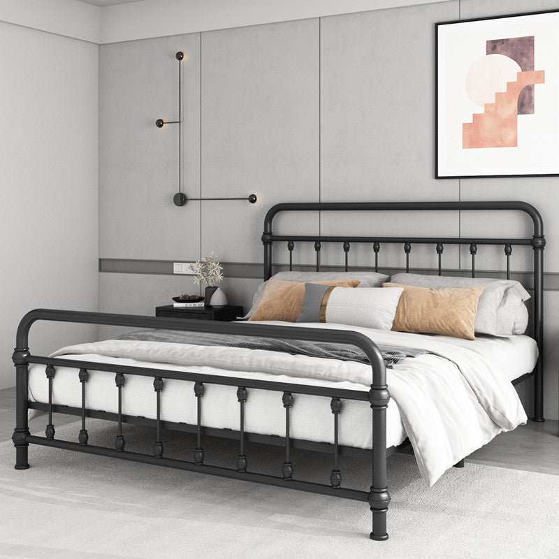 Modernism Metal Bed Frame with Headboard and Footboard 43.3" Bed Frame Black Clearhalo 'Bedroom Furniture' 'Beds' 'furn' 'furn_beds' 'Furniture' 5552691