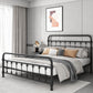 Modernism Metal Bed Frame with Headboard and Footboard 43.3" Bed Frame Full XL Black Clearhalo 'Bedroom Furniture' 'Beds' 'furn' 'furn_beds' 'Furniture' 5552693