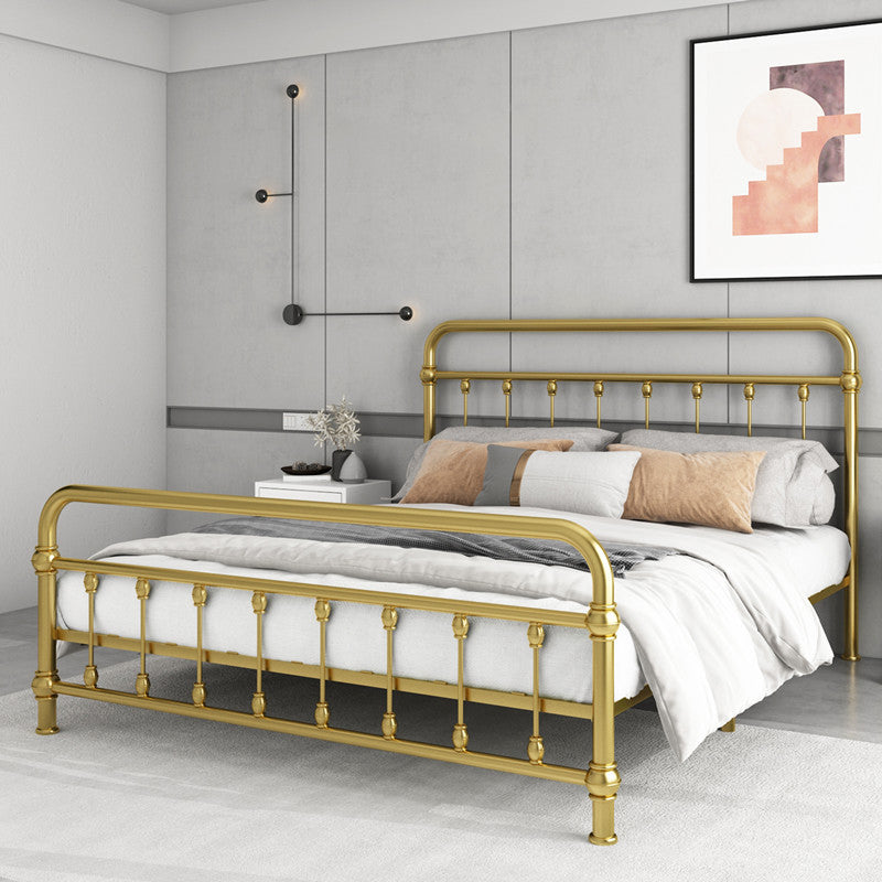 Modernism Metal Bed Frame with Headboard and Footboard 43.3" Bed Frame Gold Clearhalo 'Bedroom Furniture' 'Beds' 'furn' 'furn_beds' 'Furniture' 5552695