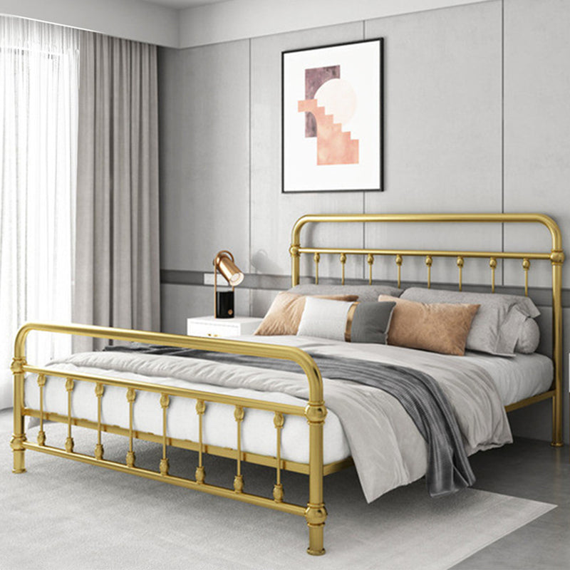 Modernism Metal Bed Frame with Headboard and Footboard 43.3" Bed Frame Gold Clearhalo 'Bedroom Furniture' 'Beds' 'furn' 'furn_beds' 'Furniture' 5552696