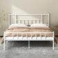 Contemporary Metal Standard Bed, Open-Frame Rectangular Headboard Bed