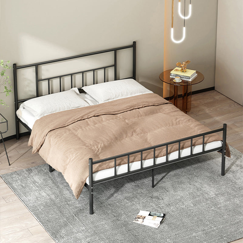 Contemporary Metal Standard Bed, Open-Frame Rectangular Headboard Bed