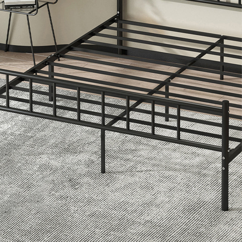 Contemporary Metal Standard Bed, Open-Frame Rectangular Headboard Bed