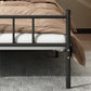 Contemporary Metal Standard Bed, Open-Frame Rectangular Headboard Bed