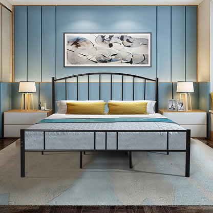 Arched Open-Frame Metal Bed 41" H Bed With Headboard and Footboard Black Clearhalo 'Bedroom Furniture' 'Beds' 'furn' 'furn_beds' 'Furniture' 5552726