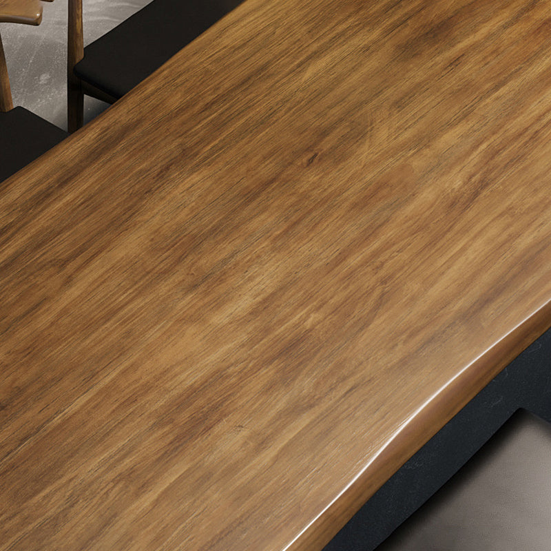 Scrivania rettangolare da ufficio in legno di pino industriale con base in metallo nero