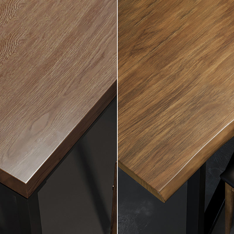 Scrivania rettangolare da ufficio in legno di pino industriale con base in metallo nero