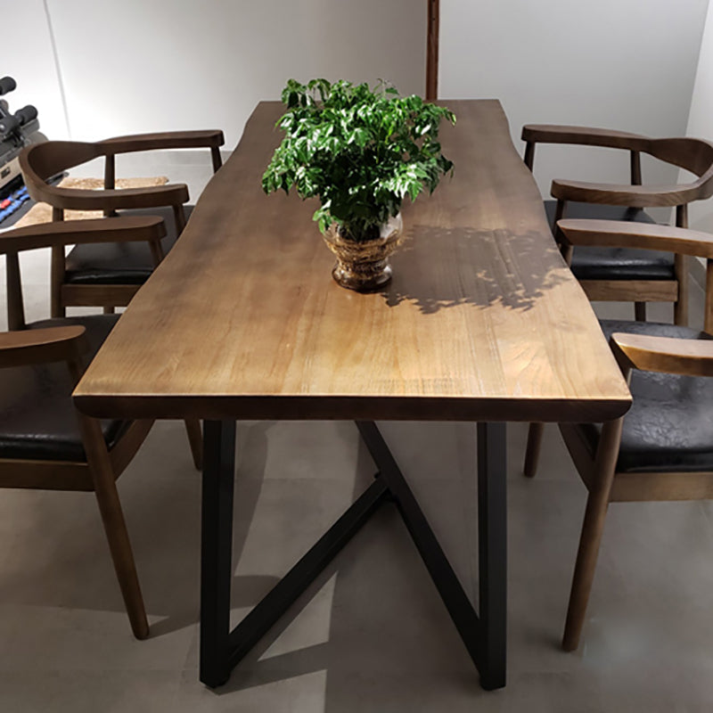 Scrivania rettangolare da ufficio in legno di pino industriale con base in metallo nero