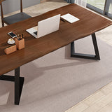 工業スタイルのライティングデスクソリッドウッドスレッドオフィスデスクホーム用