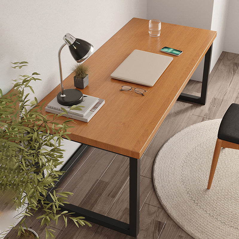 Modern Rectangular Writing Desk Solid Wood Office Desk with Metal Base 70.9"L x 31.5"W x 29.5"H Clearhalo 'furn' 'furn_office_desk' 'Furniture' 'Office Desks' 'Office Furniture' 'office_desk' 5552888