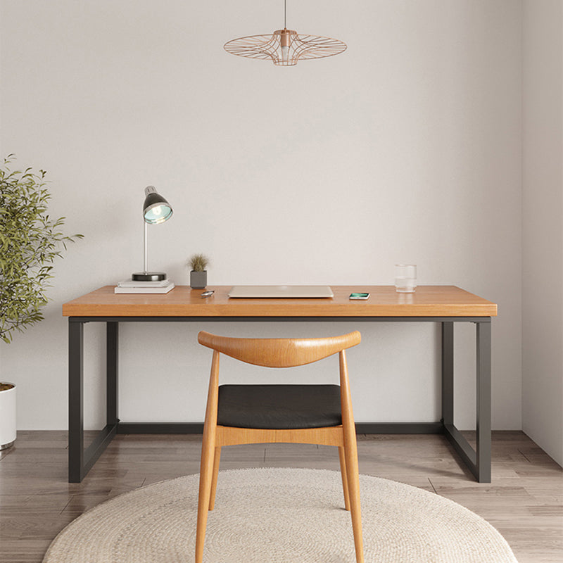 Modern Rectangular Writing Desk Solid Wood Office Desk with Metal Base Clearhalo 'furn' 'furn_office_desk' 'Furniture' 'Office Desks' 'Office Furniture' 'office_desk' 5552898