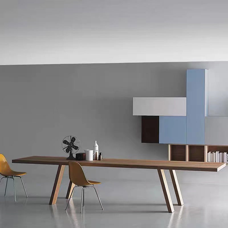 Rectangle Office Meeting Table Industrial Solid Wood Office Desk Natural Clearhalo 'furn' 'furn_office_desk' 'Furniture' 'Office Desks' 'Office Furniture' 'office_desk' 5552977