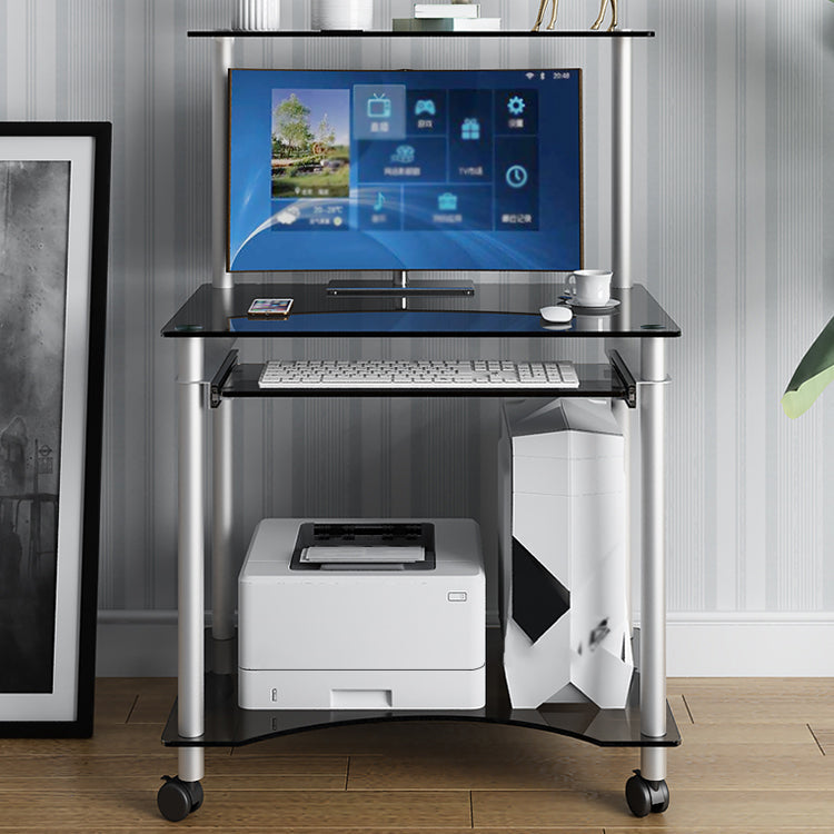 Modern Style Glass Office Desk Rectangle Computer Desk for Home 31"L x 20"W x 50"H Clearhalo 'furn' 'furn_office_desk' 'Furniture' 'Office Desks' 'Office Furniture' 'office_desk' 5552990