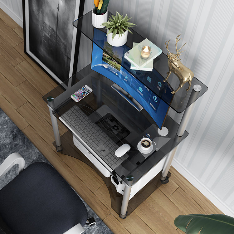 Modern Style Glass Office Desk Rectangle Computer Desk for Home Clearhalo 'furn' 'furn_office_desk' 'Furniture' 'Office Desks' 'Office Furniture' 'office_desk' 5553000