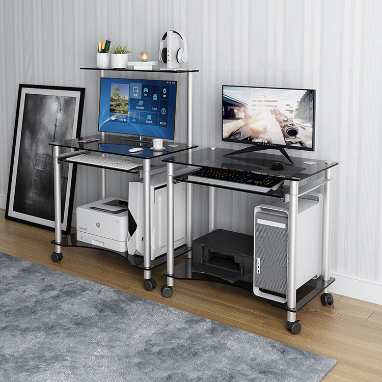 Modern Style Glass Office Desk Rectangle Computer Desk for Home Clearhalo 'furn' 'furn_office_desk' 'Furniture' 'Office Desks' 'Office Furniture' 'office_desk' 5553001