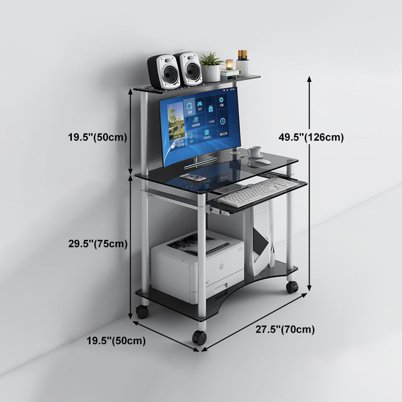 Modern Style Glass Office Desk Rectangle Computer Desk for Home Clearhalo 'furn' 'furn_office_desk' 'Furniture' 'Office Desks' 'Office Furniture' 'office_desk' 5553003