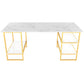 Glam Style Computer Desk Marble Rectangular Office Desk With Storage Shelf