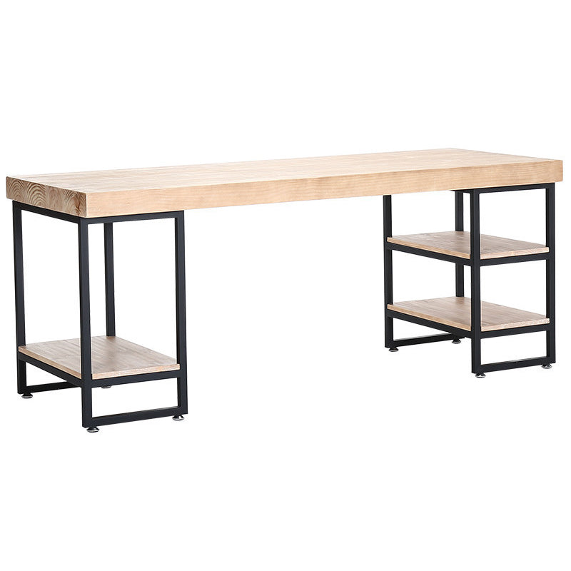 Contemporary Style Office Desk Solid Wood Writing Desk with Shelf Clearhalo 'furn' 'furn_office_desk' 'Furniture' 'Office Desks' 'Office Furniture' 'office_desk' 5553039