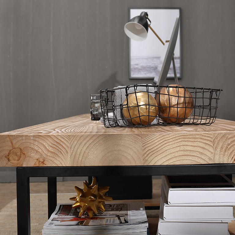 Contemporary Style Office Desk Solid Wood Writing Desk with Shelf Clearhalo 'furn' 'furn_office_desk' 'Furniture' 'Office Desks' 'Office Furniture' 'office_desk' 5553040