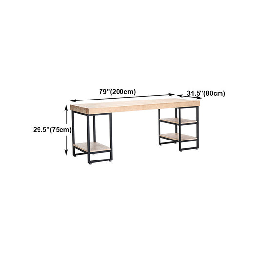 Contemporary Style Office Desk Solid Wood Writing Desk with Shelf Clearhalo 'furn' 'furn_office_desk' 'Furniture' 'Office Desks' 'Office Furniture' 'office_desk' 5553045