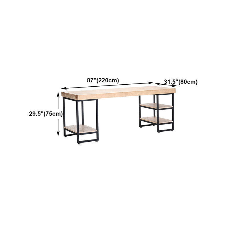 Contemporary Style Office Desk Solid Wood Writing Desk with Shelf Clearhalo 'furn' 'furn_office_desk' 'Furniture' 'Office Desks' 'Office Furniture' 'office_desk' 5553046