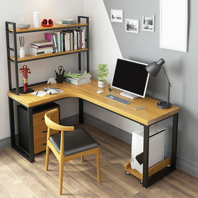 L-Shaped Office Desk Solid Wood Study Room and Office Writing Desk with Shelf 47.2"L x 31.5"W x 29.5"H Left Hand Return Clearhalo 'furn' 'furn_office_desk' 'Furniture' 'Office Desks' 'Office Furniture' 'office_desk' 5553076