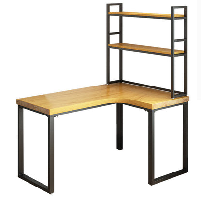 L-Shaped Office Desk Solid Wood Study Room and Office Writing Desk with Shelf 47.2"L x 31.5"W x 29.5"H Right Hand Return Clearhalo 'furn' 'furn_office_desk' 'Furniture' 'Office Desks' 'Office Furniture' 'office_desk' 5553077