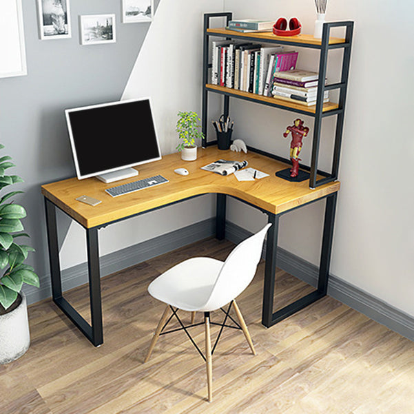 L-Shaped Office Desk Solid Wood Study Room and Office Writing Desk with Shelf Clearhalo 'furn' 'furn_office_desk' 'Furniture' 'Office Desks' 'Office Furniture' 'office_desk' 5553084