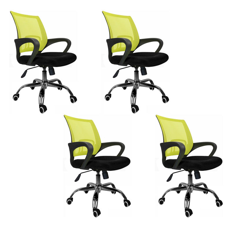 Modern Plastic and Mesh Desk Chair Mid Back Home Office Chair Black Green 4 Piece Set Clearhalo 'furn' 'furn_office_chair' 'Furniture' 'Office Chairs' 'Office Furniture' 'office_chair' 5553119