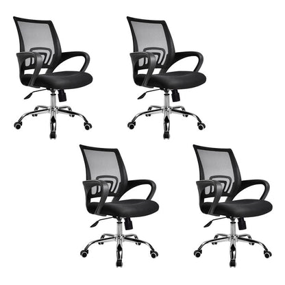 Modern Plastic and Mesh Desk Chair Mid Back Home Office Chair Black 4 Piece Set Clearhalo 'furn' 'furn_office_chair' 'Furniture' 'Office Chairs' 'Office Furniture' 'office_chair' 5553124