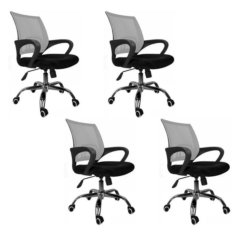 Modern Plastic and Mesh Desk Chair Mid Back Home Office Chair Black-Dark Gray 4 Piece Set Clearhalo 'furn' 'furn_office_chair' 'Furniture' 'Office Chairs' 'Office Furniture' 'office_chair' 5553126