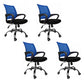 Modern Plastic and Mesh Desk Chair Mid Back Home Office Chair Black-Blue 4 Piece Set Clearhalo 'furn' 'furn_office_chair' 'Furniture' 'Office Chairs' 'Office Furniture' 'office_chair' 5553130