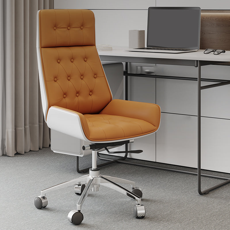 Leather Ergonomic Executive Chair Modern High Back Office Chair Faux Leather Orange Clearhalo 'furn' 'furn_office_chair' 'Furniture' 'Office Chairs' 'Office Furniture' 'office_chair' 5553241