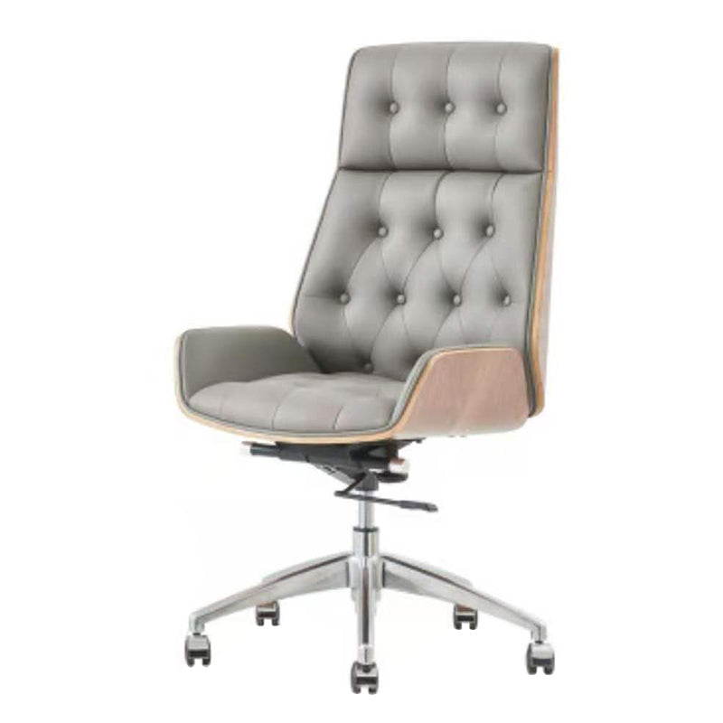 Leather Ergonomic Executive Chair Modern High Back Office Chair Gray Clearhalo 'furn' 'furn_office_chair' 'Furniture' 'Office Chairs' 'Office Furniture' 'office_chair' 5553242