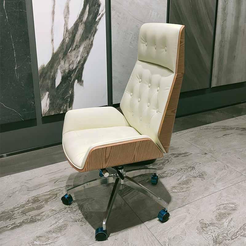 Leather Ergonomic Executive Chair Modern High Back Office Chair Beige Clearhalo 'furn' 'furn_office_chair' 'Furniture' 'Office Chairs' 'Office Furniture' 'office_chair' 5553244
