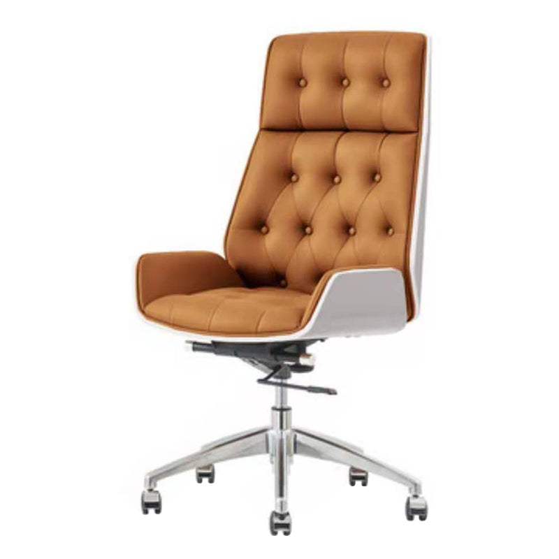 Leather Ergonomic Executive Chair Modern High Back Office Chair Leather Orange Clearhalo 'furn' 'furn_office_chair' 'Furniture' 'Office Chairs' 'Office Furniture' 'office_chair' 5553247