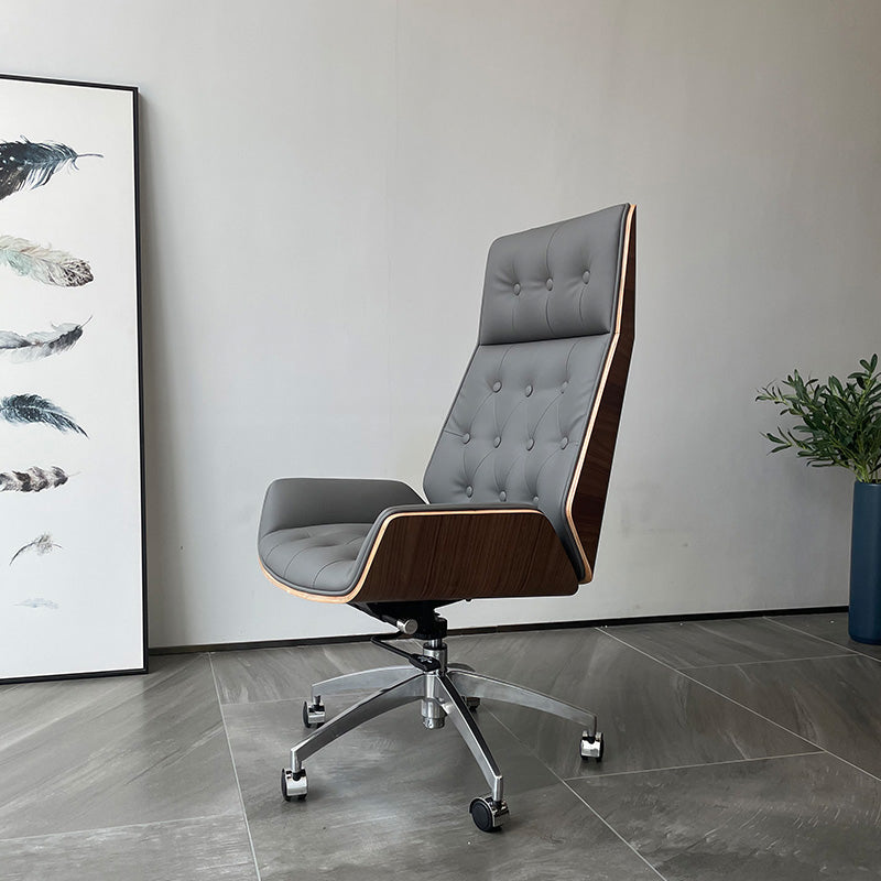 Leather Ergonomic Executive Chair Modern High Back Office Chair Dark Gray Clearhalo 'furn' 'furn_office_chair' 'Furniture' 'Office Chairs' 'Office Furniture' 'office_chair' 5553248