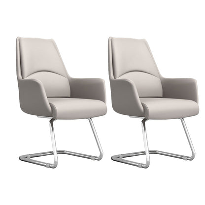 Silla de tareas de cuero de imitación ergonómica con brazos acolchados silla de oficina contemporánea