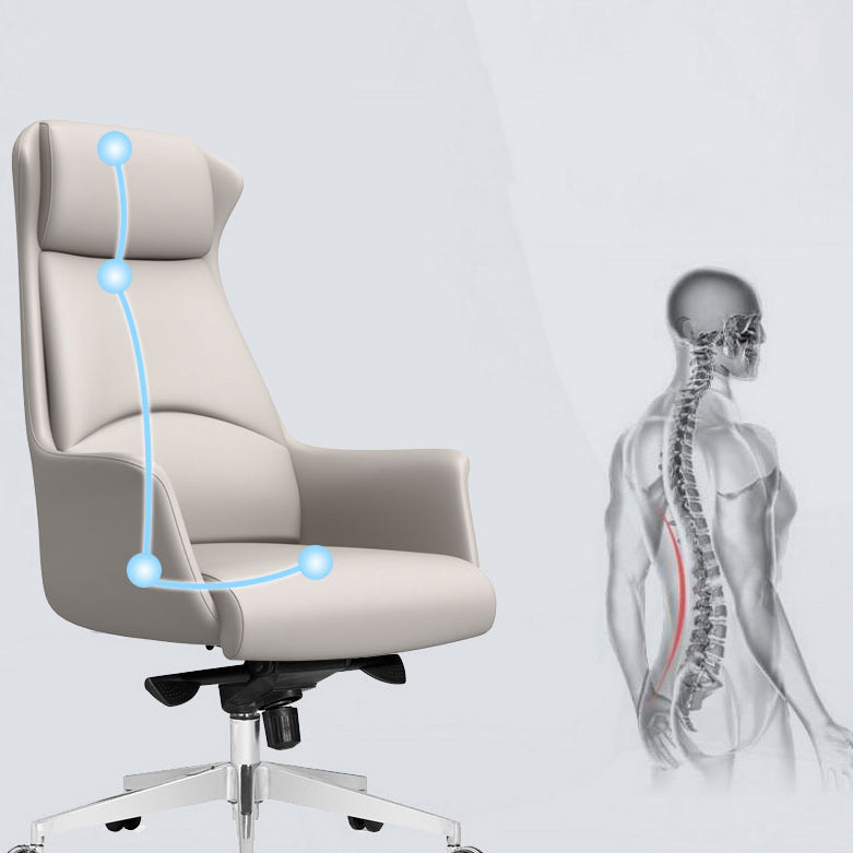 Chaise de tâche ergonomique en faux cuir avec chaise de bureau contemporaine à bras rembourrés