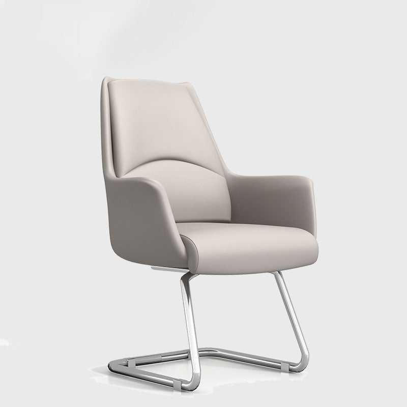 Chaise de tâche ergonomique en faux cuir avec chaise de bureau contemporaine à bras rembourrés