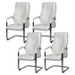 Modern style Task Chair Faux Leather No Wheels Office Chair with Fixed Arms White 4 Piece Set Clearhalo 'furn' 'furn_office_chair' 'Furniture' 'Office Chairs' 'Office Furniture' 'office_chair' 5553470