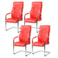 Modern style Task Chair Faux Leather No Wheels Office Chair with Fixed Arms Red 4 Piece Set Clearhalo 'furn' 'furn_office_chair' 'Furniture' 'Office Chairs' 'Office Furniture' 'office_chair' 5553477