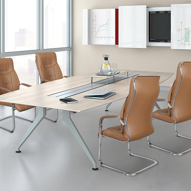 Modern style Task Chair Faux Leather No Wheels Office Chair with Fixed Arms Clearhalo 'furn' 'furn_office_chair' 'Furniture' 'Office Chairs' 'Office Furniture' 'office_chair' 5553478