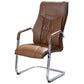 Modern style Task Chair Faux Leather No Wheels Office Chair with Fixed Arms Brown 1 Piece Clearhalo 'furn' 'furn_office_chair' 'Furniture' 'Office Chairs' 'Office Furniture' 'office_chair' 5553479
