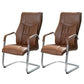 Modern style Task Chair Faux Leather No Wheels Office Chair with Fixed Arms Brown 2 Piece Set Clearhalo 'furn' 'furn_office_chair' 'Furniture' 'Office Chairs' 'Office Furniture' 'office_chair' 5553480
