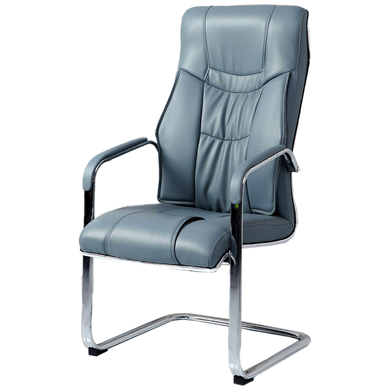 Modern style Task Chair Faux Leather No Wheels Office Chair with Fixed Arms Blue 1 Piece Sponge Clearhalo 'furn' 'furn_office_chair' 'Furniture' 'Office Chairs' 'Office Furniture' 'office_chair' 5553482