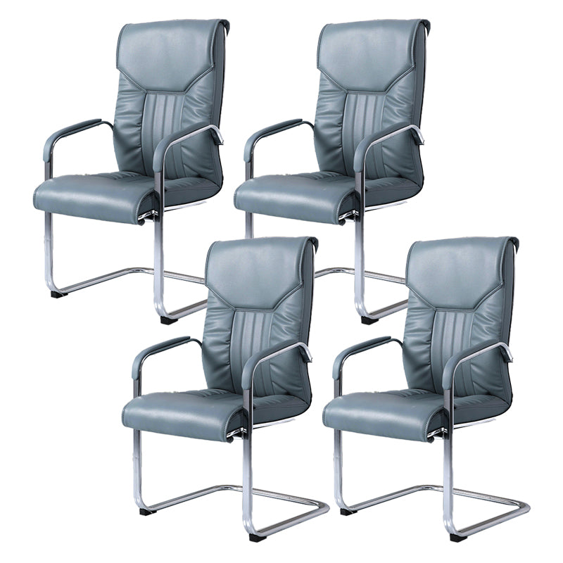 Modern style Task Chair Faux Leather No Wheels Office Chair with Fixed Arms Sky Blue 4 Piece Set Clearhalo 'furn' 'furn_office_chair' 'Furniture' 'Office Chairs' 'Office Furniture' 'office_chair' 5553487