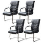 Modern style Task Chair Faux Leather No Wheels Office Chair with Fixed Arms Textured Black 4 Piece Set Clearhalo 'furn' 'furn_office_chair' 'Furniture' 'Office Chairs' 'Office Furniture' 'office_chair' 5553493