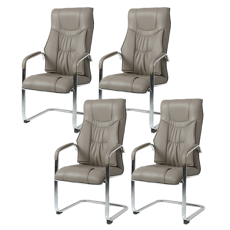 Modern style Task Chair Faux Leather No Wheels Office Chair with Fixed Arms Camel 4 Piece Set Clearhalo 'furn' 'furn_office_chair' 'Furniture' 'Office Chairs' 'Office Furniture' 'office_chair' 5553499