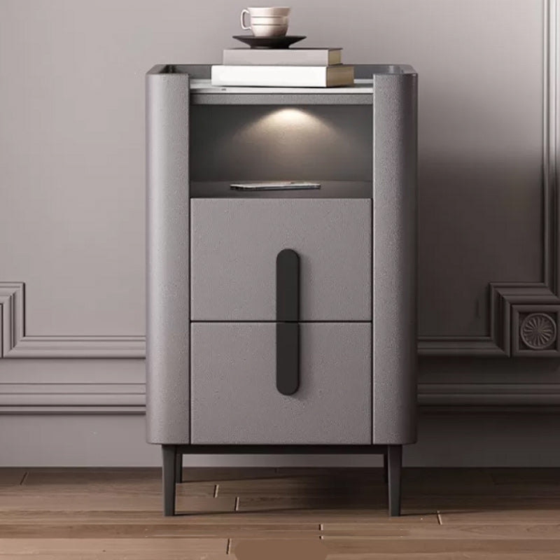 22 inch H Nightstand Moderne Open opbergsteen Top 2-ladel nachttafel met benen